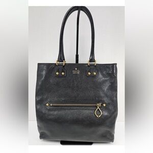 Gucci Black Leather Tote with Gold Accents